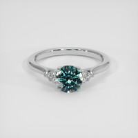 1.11 Ct. Bluish Green Sapphire Ring, 18K White Gold 1
