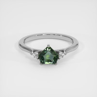 1.44 Ct. Green Sapphire Ring, 18K White Gold 1