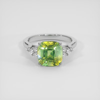 5.17 Ct. Yellowish Green Sapphire Ring, 18K White Gold 1