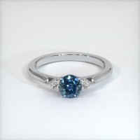 0.62 Ct. Greenish Blue Sapphire Ring, 18K White Gold 1