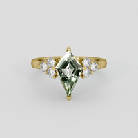 1.32 Ct. Yellowish Green Sapphire Ring, 10K Yellow Gold 1