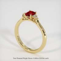 0.83 Ct. Ruby Ring, 14K Yellow Gold 2