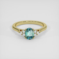 1.12 Ct. Greenish Blue Sapphire Ring, 14K Yellow Gold 1