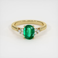 1.08 Ct. Emerald Ring, 18K Yellow Gold 1