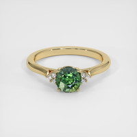 1.10 Ct. Green Sapphire Ring, 18K Yellow Gold 1