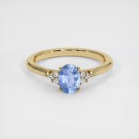 0.72 Ct. Blue Sapphire Ring, 18K Yellow Gold 1