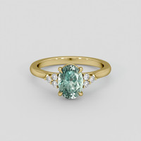 1.63 Ct. Bluish Green Sapphire Ring, 18K Yellow Gold 1