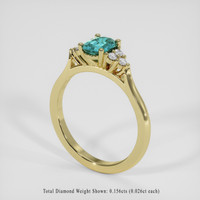 1.12 Ct. Greenish Blue Sapphire Ring, 18K Yellow Gold 2