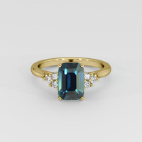 3.06 Ct. Greenish Blue Sapphire Ring, 18K Yellow Gold 1