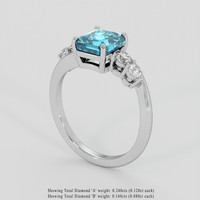3.44 Ct. Greenish Blue Zircon Ring, Platinum 950 2