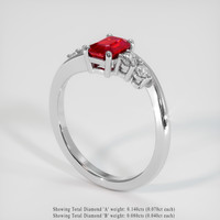 0.83 Ct. Ruby Ring, Platinum 950 2