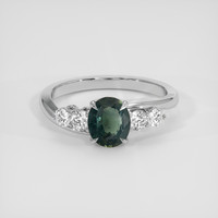 1.30 Ct. Green Sapphire Ring, Platinum 950 1