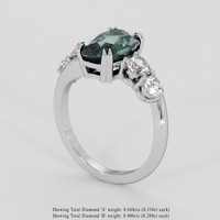 4.17 Ct. Bluish Green Sapphire Ring, Platinum 950 2