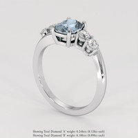 1.64 Ct. Greenish Blue Sapphire Ring, Platinum 950 2