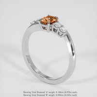 0.83 Ct. Peach Sapphire Ring, Platinum 950 2