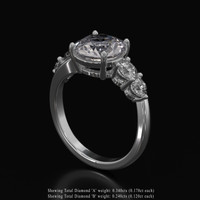 2.91 Ct. White Sapphire Ring, Platinum 950 2