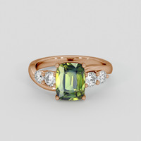 2.75 Ct. Yellowish Green Sapphire Ring, 14K Rose Gold 1