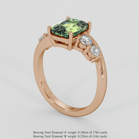 2.75 Ct. Yellowish Green Sapphire Ring, 14K Rose Gold 2