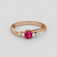 0.53 Ct. Purplish Red Ruby Ring, 18K Rose Gold 1