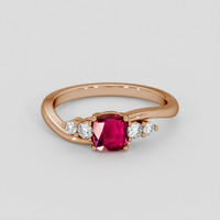 0.93 Ct. Purplish Red Ruby Ring, 18K Rose Gold 1