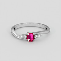 0.32 Ct. Purplish Red Ruby Ring, Silver 1