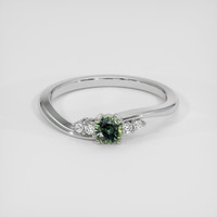 0.34 Ct. Bluish Green Sapphire Ring, Silver 1