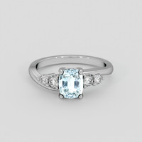 1.39 Ct. Greenish Blue Aquamarine Ring, 10K White Gold 1