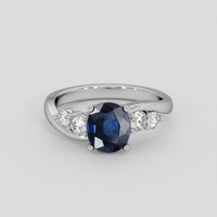 2.00 Ct. Blue Sapphire Ring, 10K White Gold 1