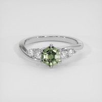 1.00 Ct. Green Sapphire Ring, 10K White Gold 1