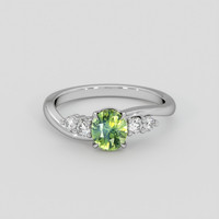 0.99 Ct. Yellowish Green Sapphire Ring, 10K White Gold 1