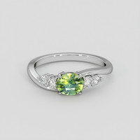 0.99 Ct. Yellowish Green Sapphire Ring, 10K White Gold 1