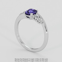 2.03 Ct. Bluish Purple Sapphire Ring, 10K White Gold 2