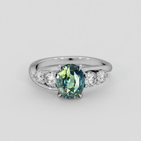 1.52 Ct. Bluish Green Sapphire Ring, 10K White Gold 1