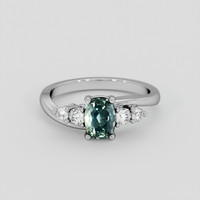 1.14 Ct. Greenish Blue Sapphire Ring, 10K White Gold 1