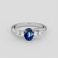 1.10 Ct. Blue Sapphire Ring, 14K White Gold 1