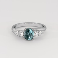 1.36 Ct. Greenish Blue Sapphire Ring, 14K White Gold 1
