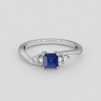 0.53 Ct. Blue Sapphire Ring, 14K White Gold 1
