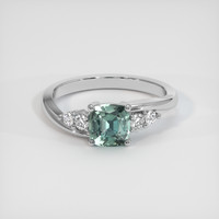 1.57 Ct. Greenish Blue Sapphire Ring, 14K White Gold 1