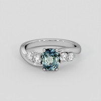 1.16 Ct. Greenish Blue Sapphire Ring, 14K White Gold 1
