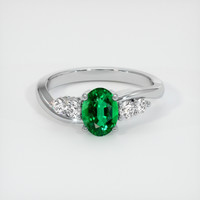 Side Stones Emerald Ring 1.16 Ct., 18K White Gold Preview