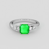 0.77 Ct. Emerald Ring, 18K White Gold 1