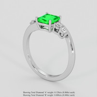 0.77 Ct. Emerald Ring, 18K White Gold 2