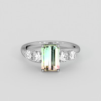2.70 Ct. Bi Color Tourmaline Ring, 18K White Gold 1