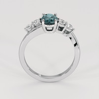 1.36 Ct. Greenish Blue Sapphire Ring, 18K White Gold 3
