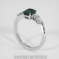 1.30 Ct. Green Sapphire Ring, 18K White Gold 2