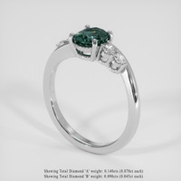 1.15 Ct. Bluish Green Sapphire Ring, 18K White Gold 2