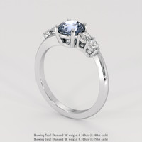 1.31 Ct. Greyish Blue Sapphire Ring, 18K White Gold 2
