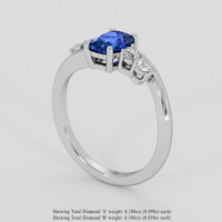 1.08 Ct. Blue Sapphire Ring, 18K White Gold 2
