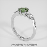 1.00 Ct. Green Sapphire Ring, 18K White Gold 2