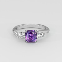 1.66 Ct. Bluish Purple Sapphire Ring, 18K White Gold 1